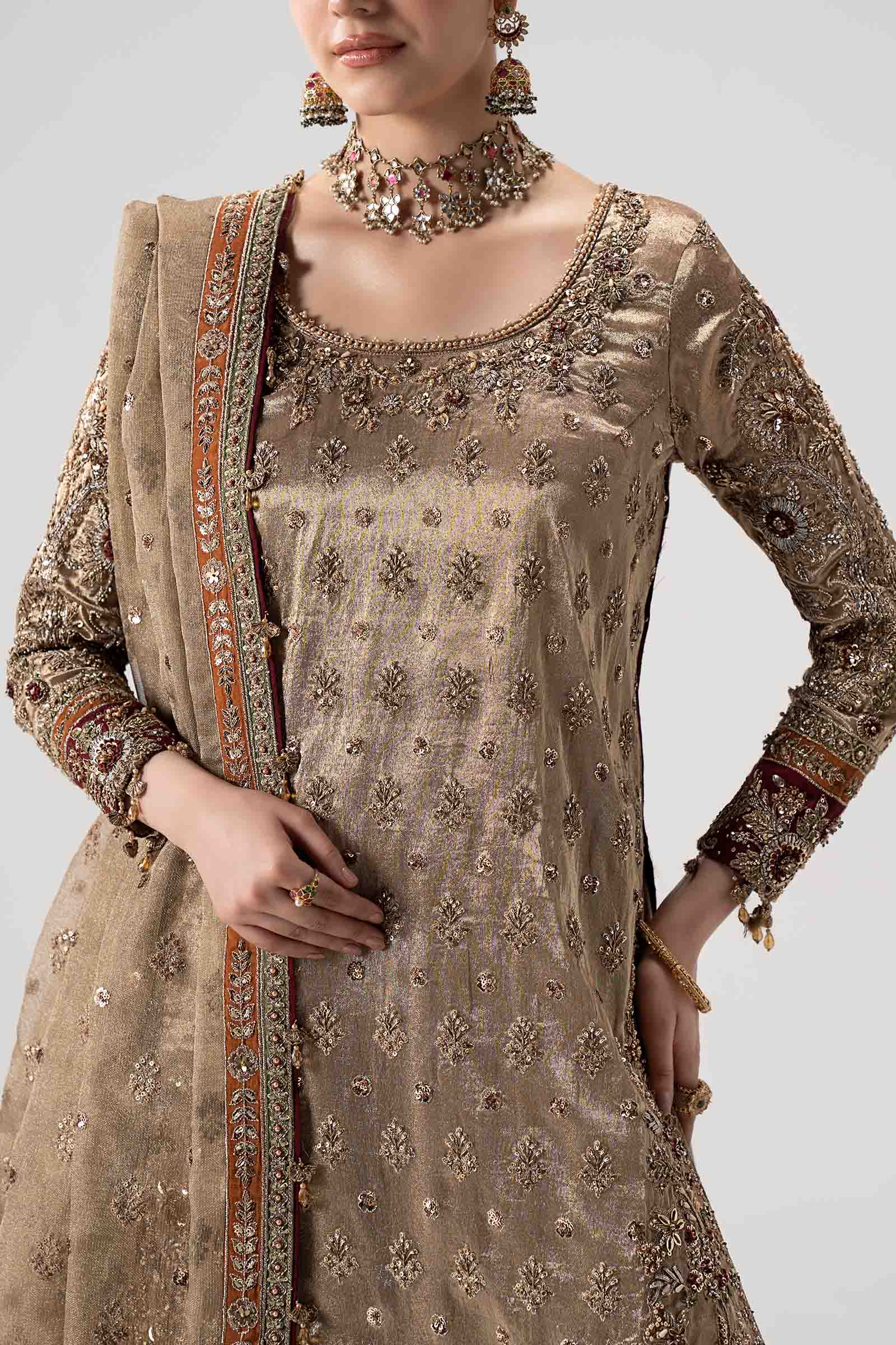 MARIA.B ZARI NET UNSTITCHED EMB MC-07 SUIT