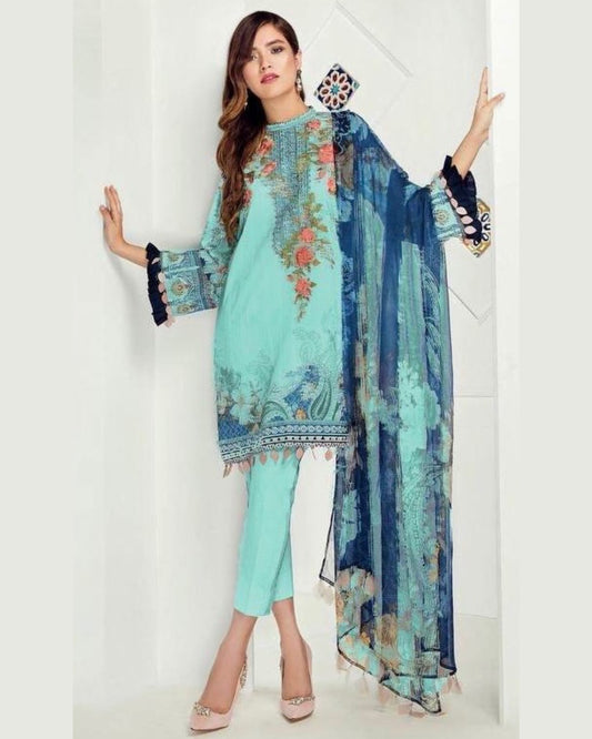 BAROQUE LINEN UNSTITCHED EMB 3PC