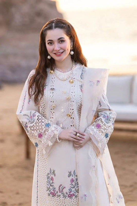 QALAMKAR LAWN UNSTITCH EMB 3PC SAHIL KINARE SELIN - City Cloth House