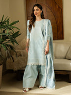 Azure | Emb Unstitched Lawn 3pc