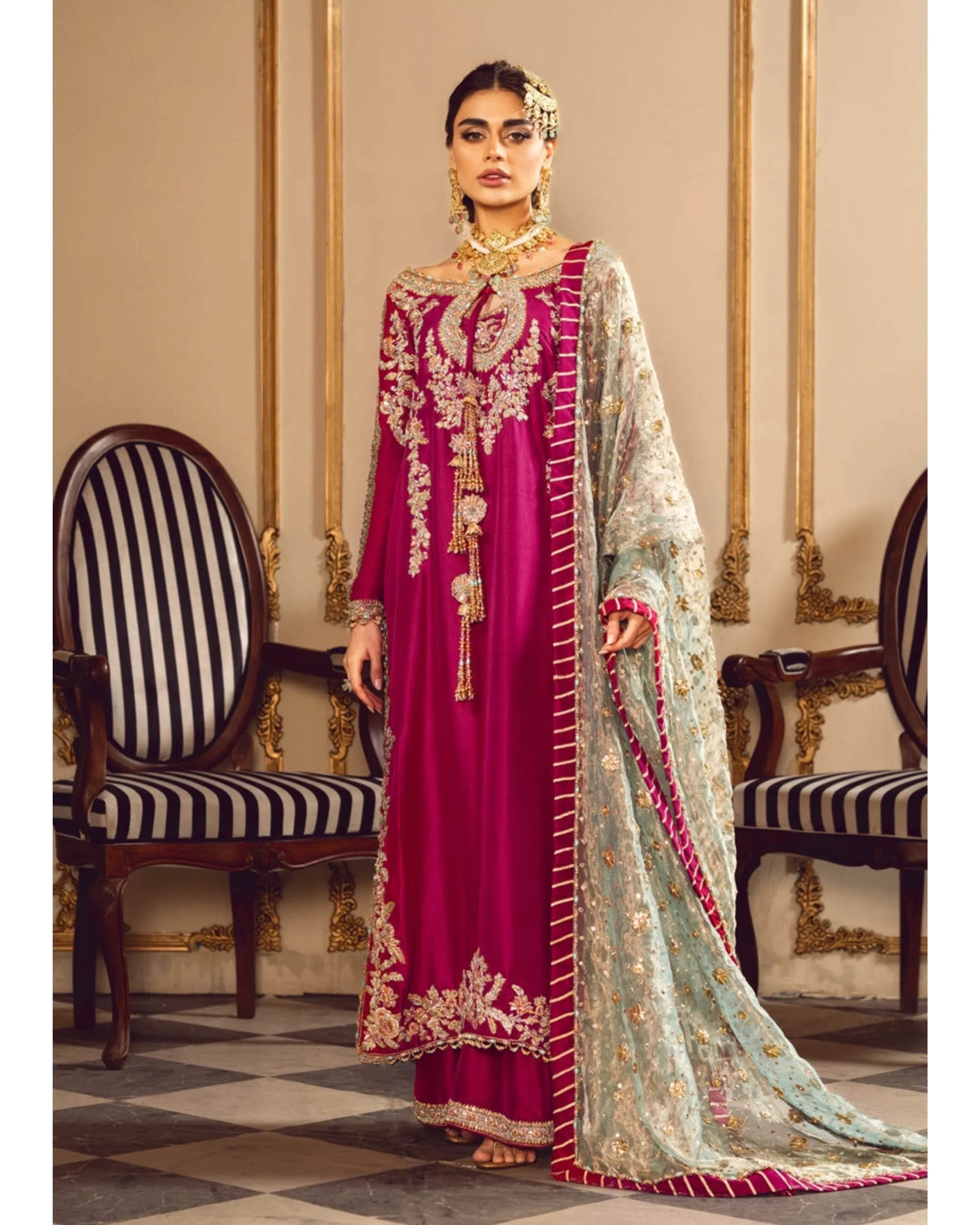 SARA ROHALE ASGHAR UNSTITCHED EMB SUIT - City Cloth House