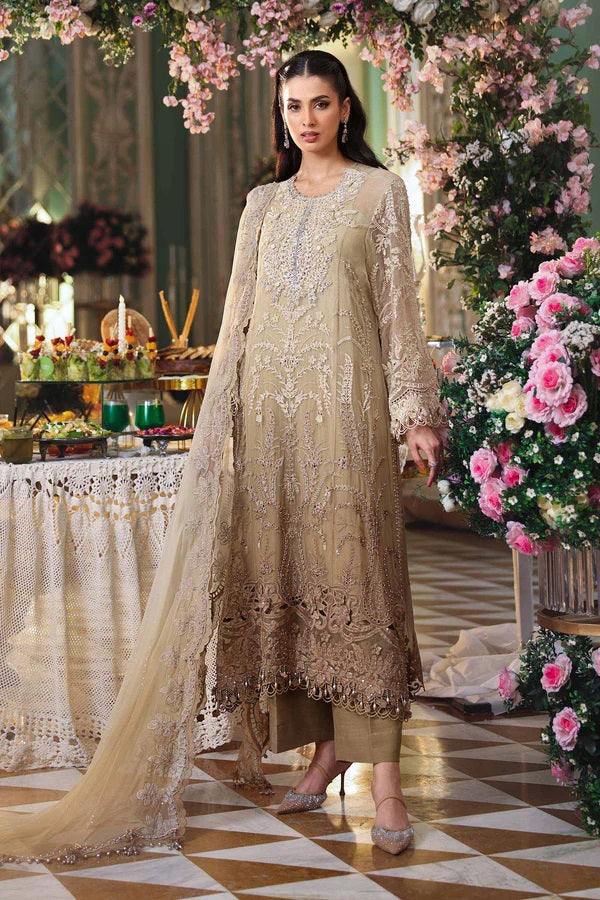 MARIA.B CHIFFON UNSTITCHED EMB D-3 SUIT