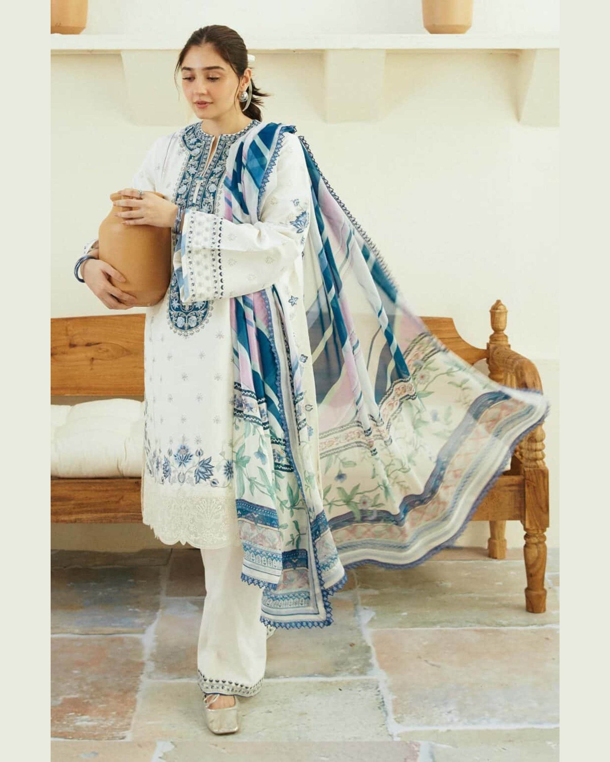 ZARA SHAHJAHAN LAWN UNSTITCHED EMB 3PC - City Cloth House