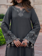 Siah | Emb Unstitched Dhanak 3pc