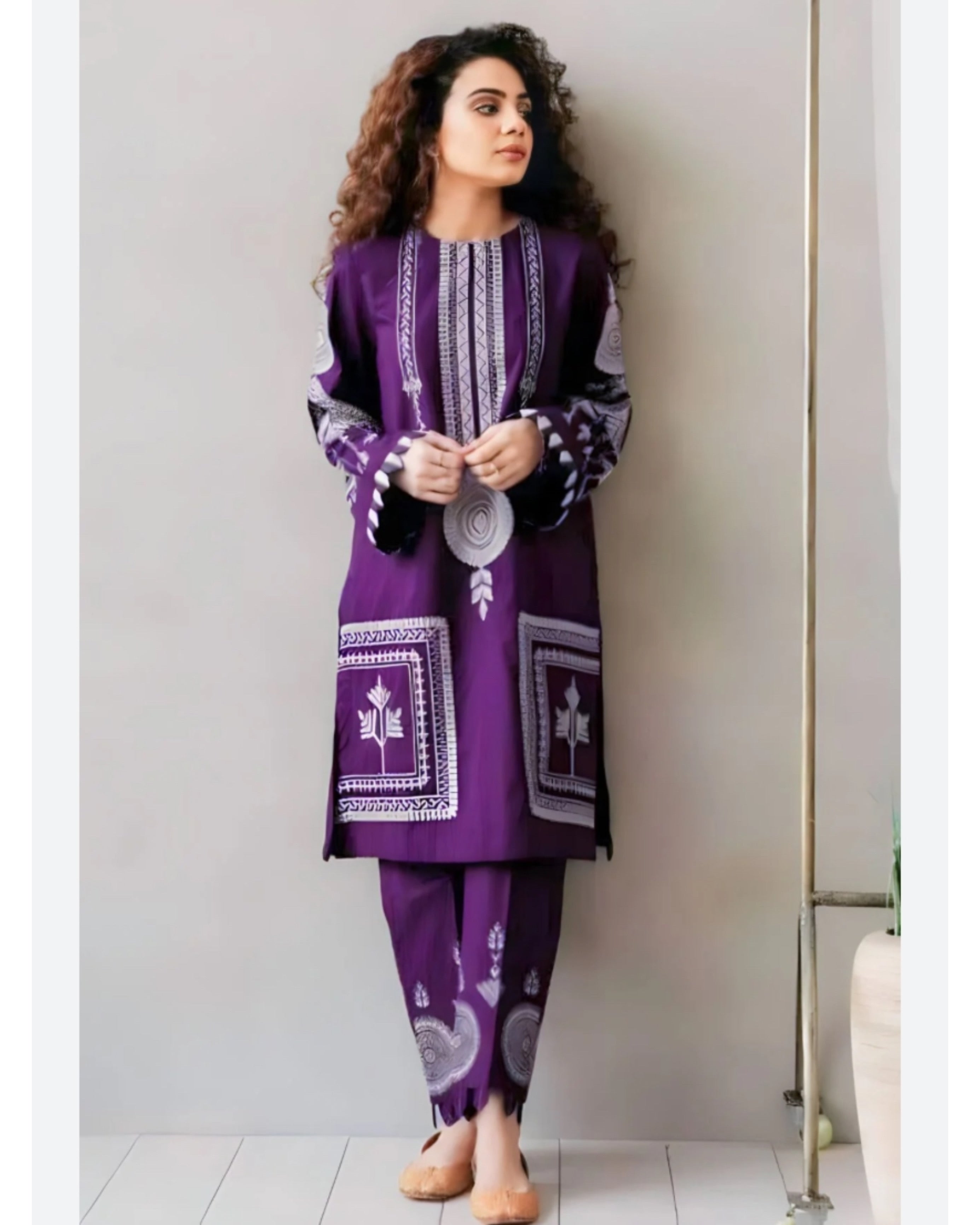 Aks | Emb Unstitched Lawn 2pc
