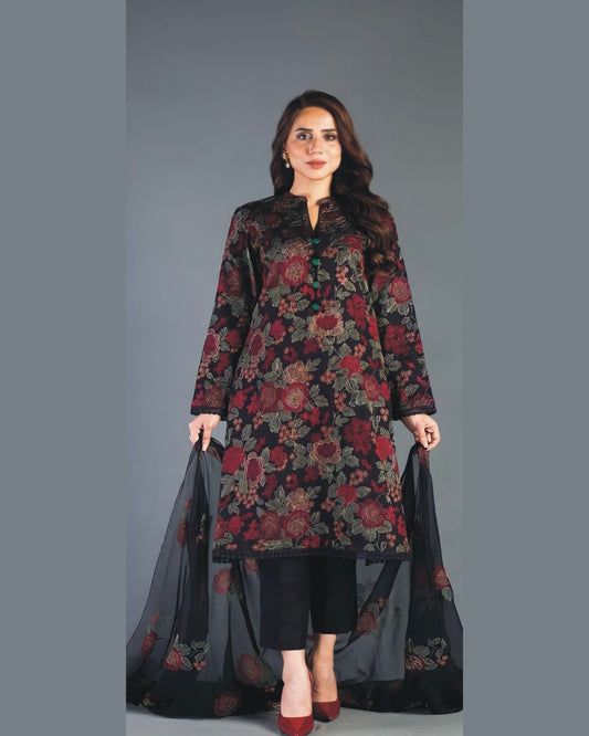 BAREEZE LINEN UNSTITCHED EMB 3PC
