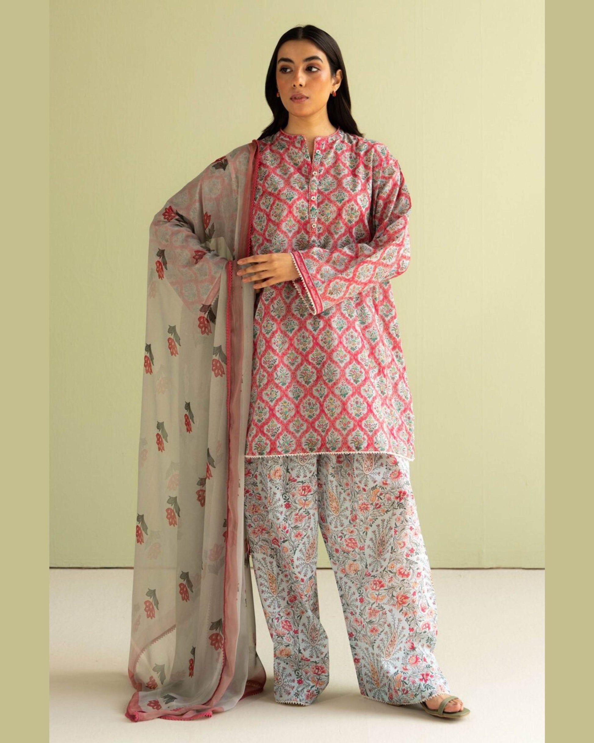 COCO LAWN PRINTED UNSTICH 3PC - City Cloth House