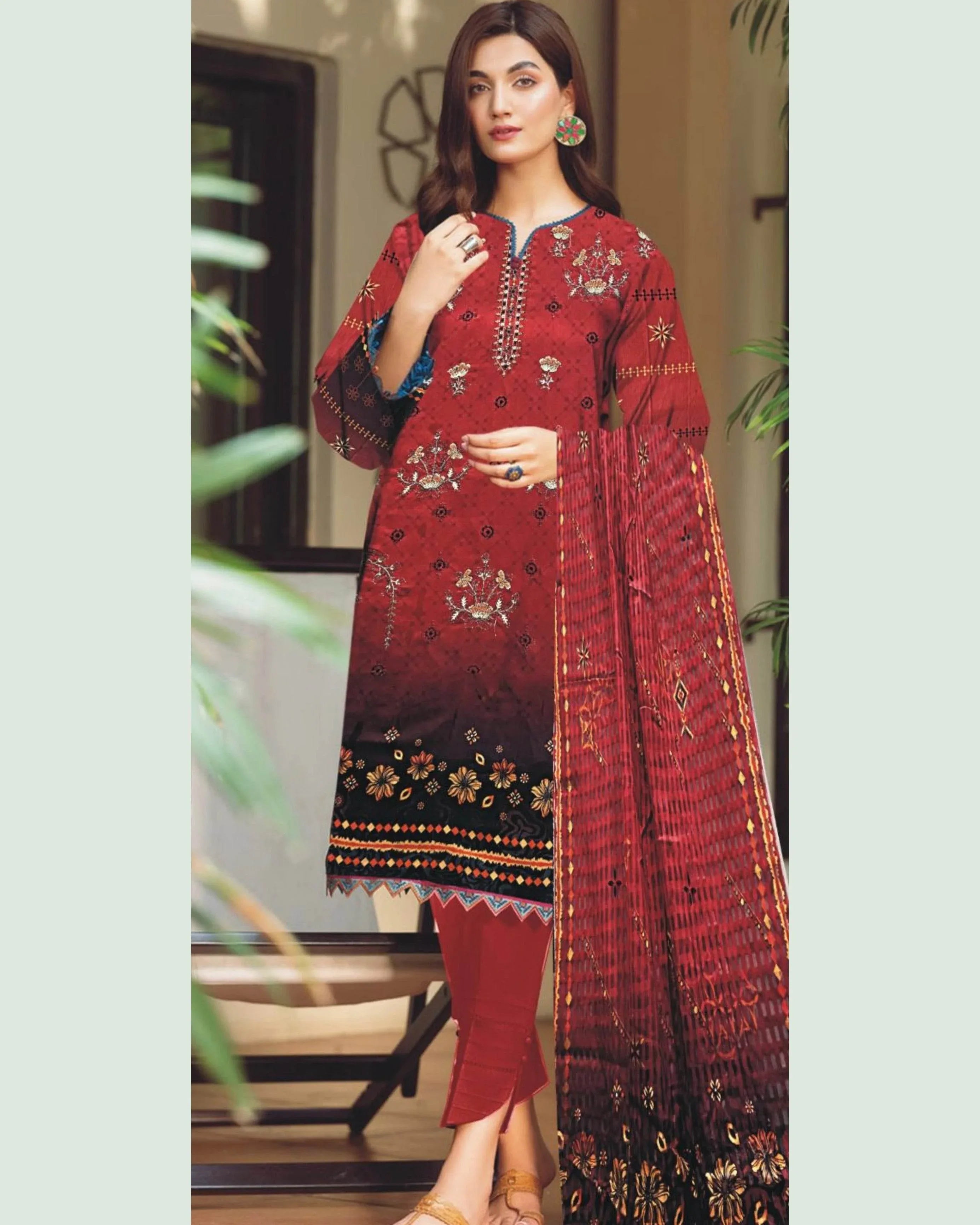 MIRAAL LAWN UNSTITCHED EMB 3PC - City Cloth House