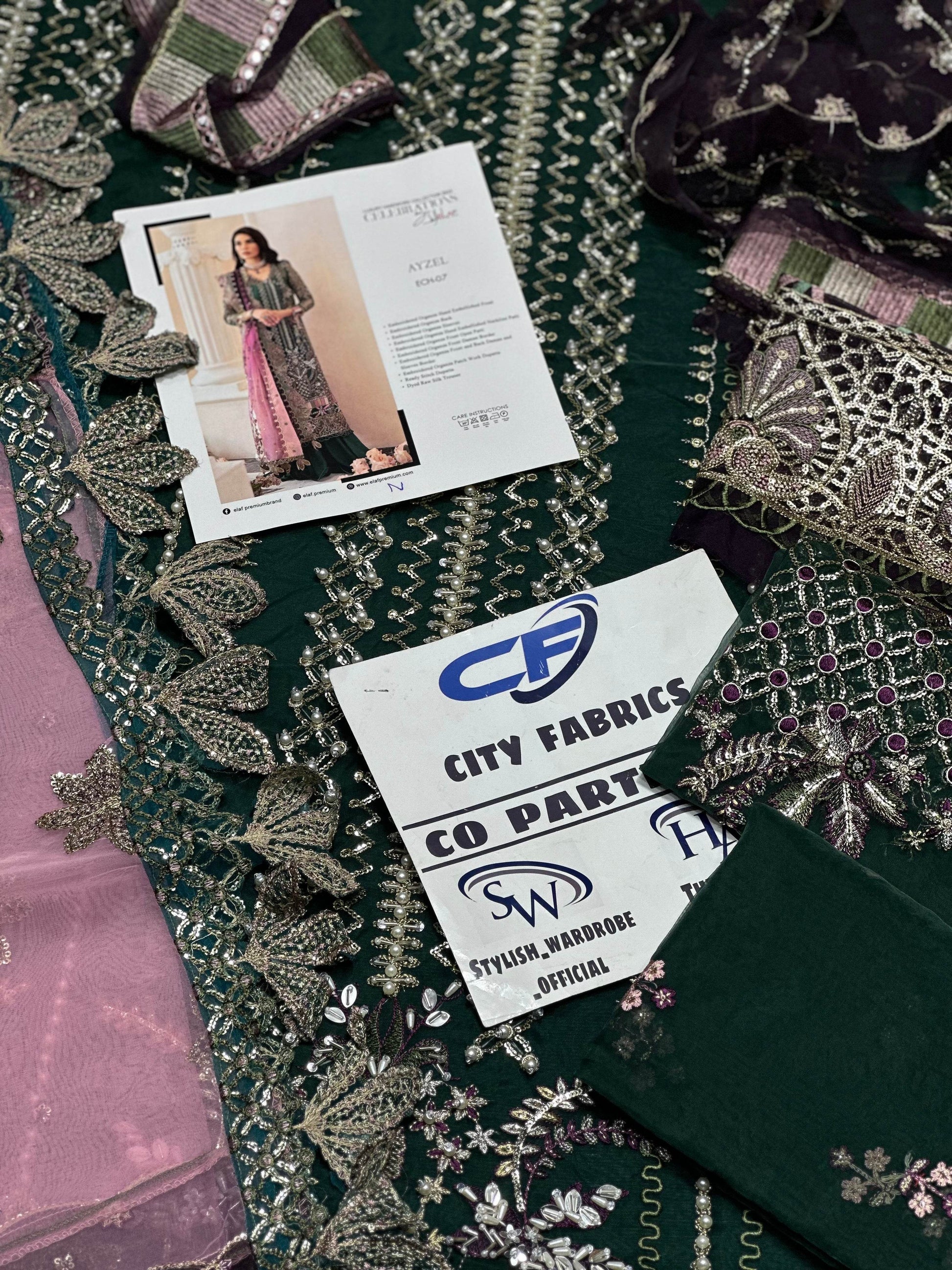 ELAF ORGANZA UNSTITCHED EMB SUIT - City Cloth House