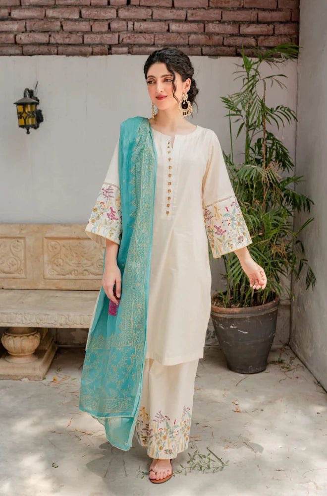 ASLING DHANAK UNSTITCHED EMB 3PC - City Cloth House