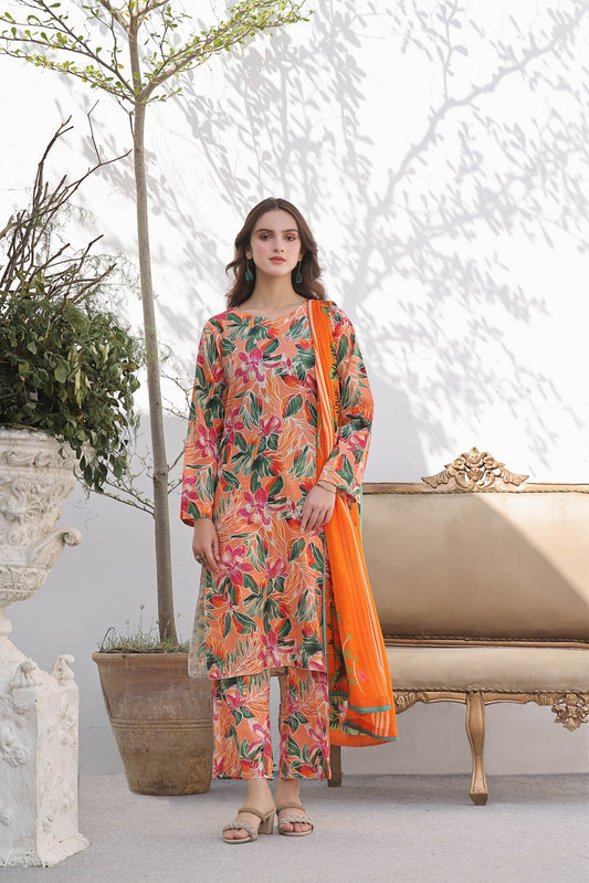 BAROQUE LAWN PRINTED UNSTICH 3PC - City Cloth House