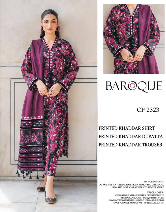 BAROQUE KHADDAR UNSTICH PRINTED 3PC