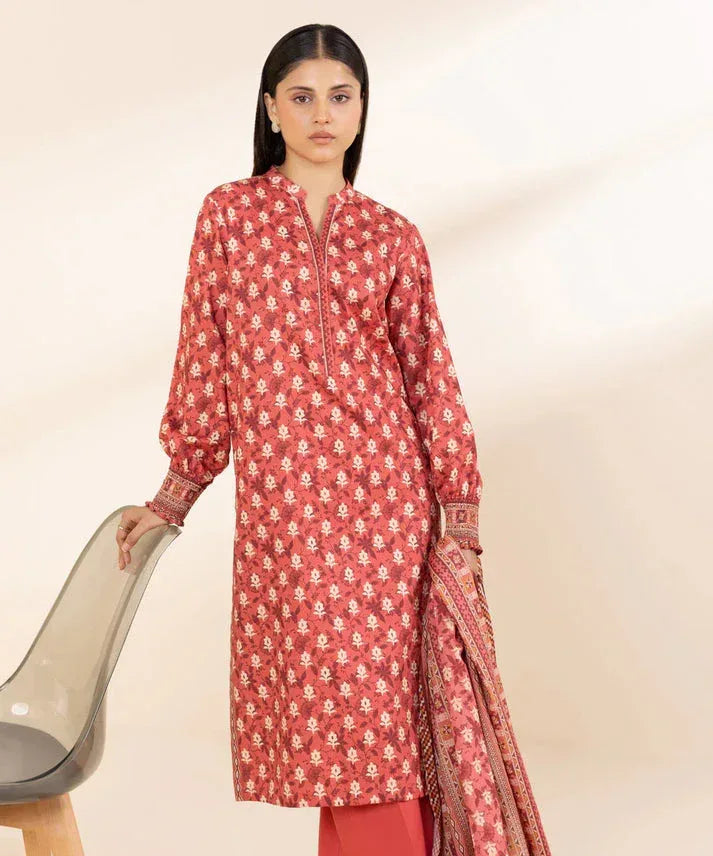 SAPPHIRE DHANAK PRINTED UNSTICHED 3PC - City Cloth House