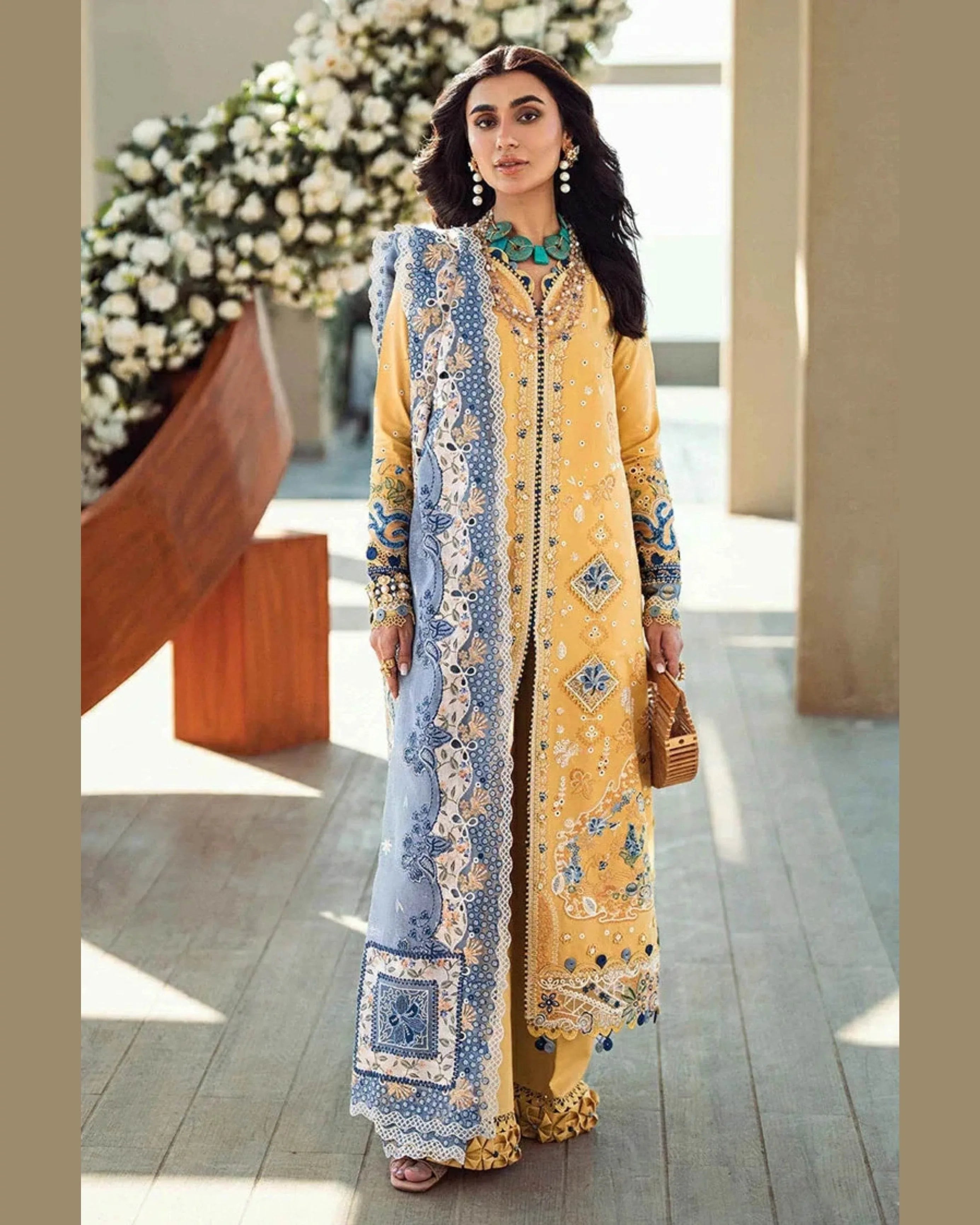 QALAMKAR LAWN UNSTITCHED EMB 3PC - City Cloth House