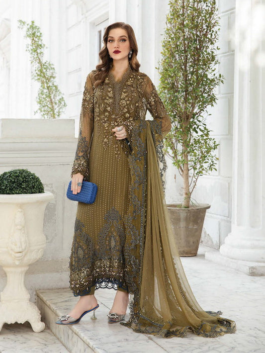 MARIA.B CHIFFON UNSTITCHED EMB SUIT