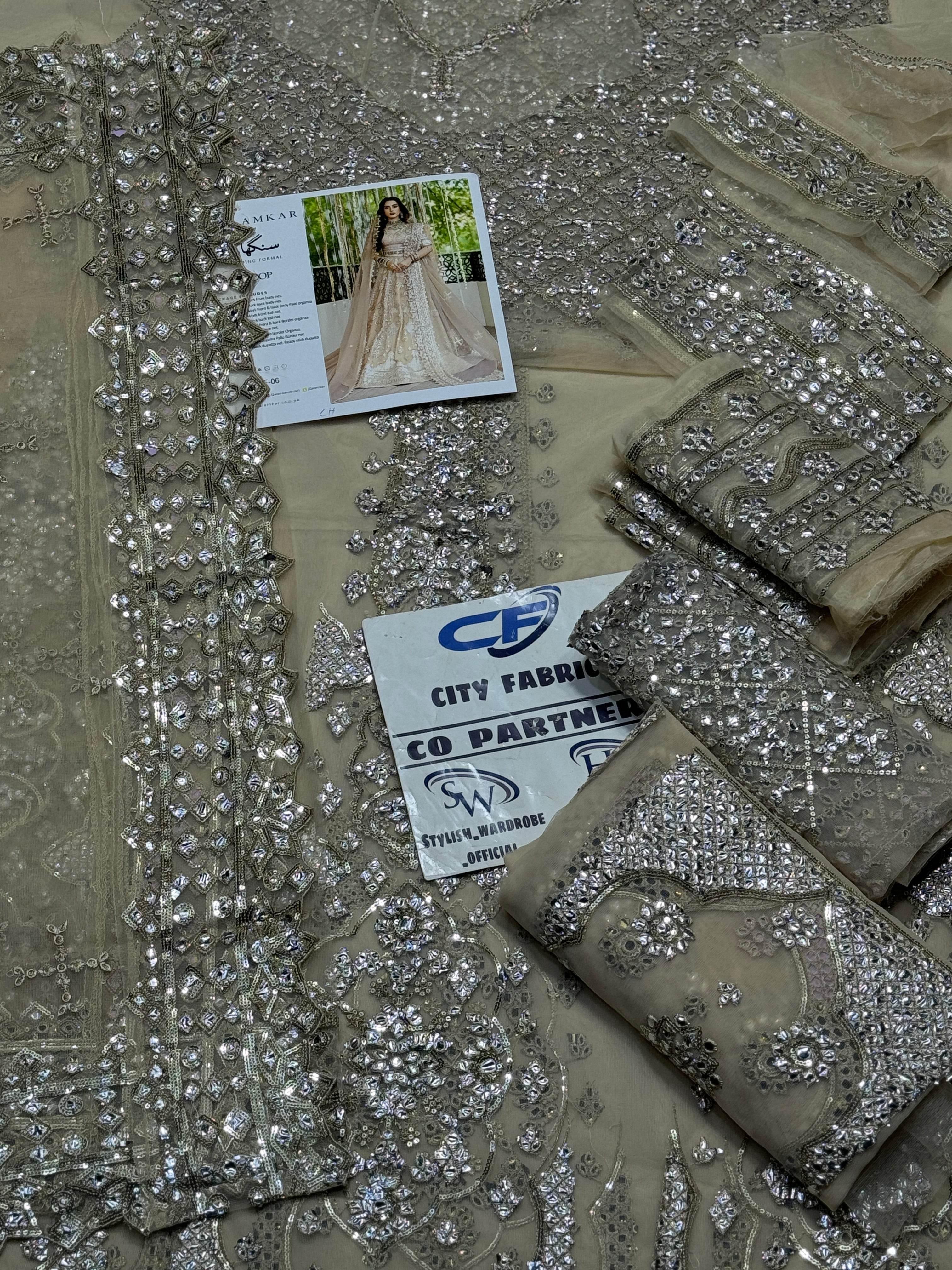 QALAMKAR ORGANZA UNSTITCHED EMB MAXI - City Cloth House