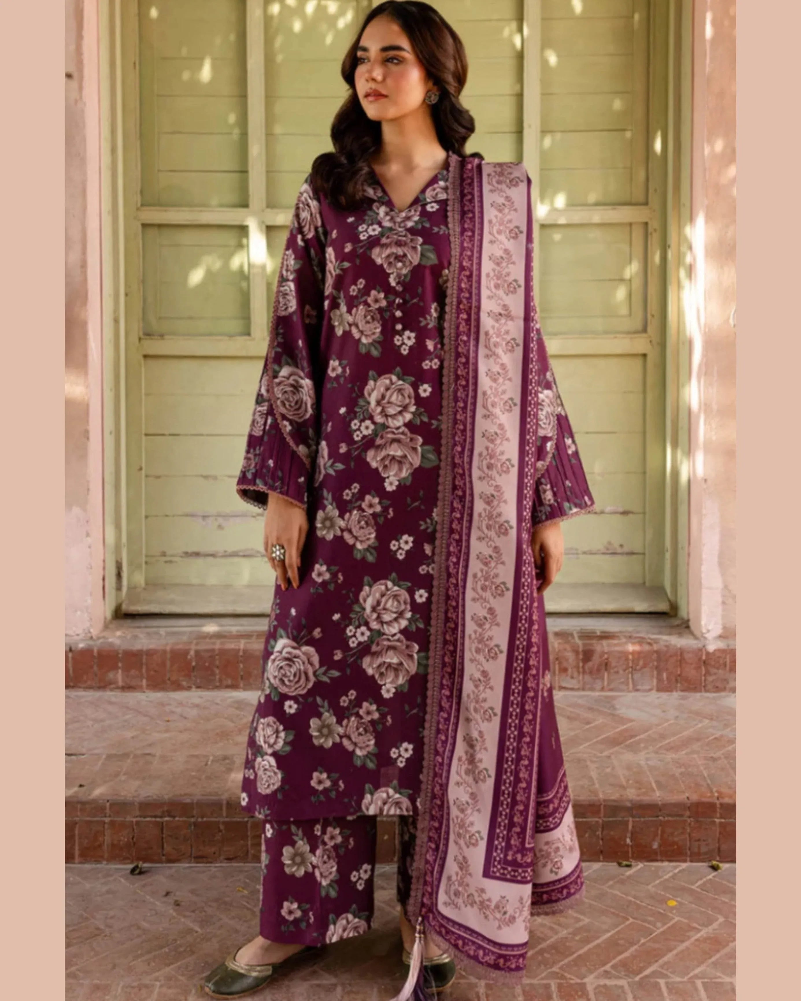 BAROQUE LAWN PRINTED UNSTICH 3PC - City Cloth House