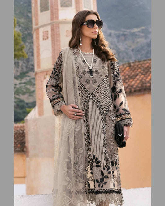 MARIA.B LAWN UNSTITCHED EMB 3PC 25’ (10-B) - City Cloth House