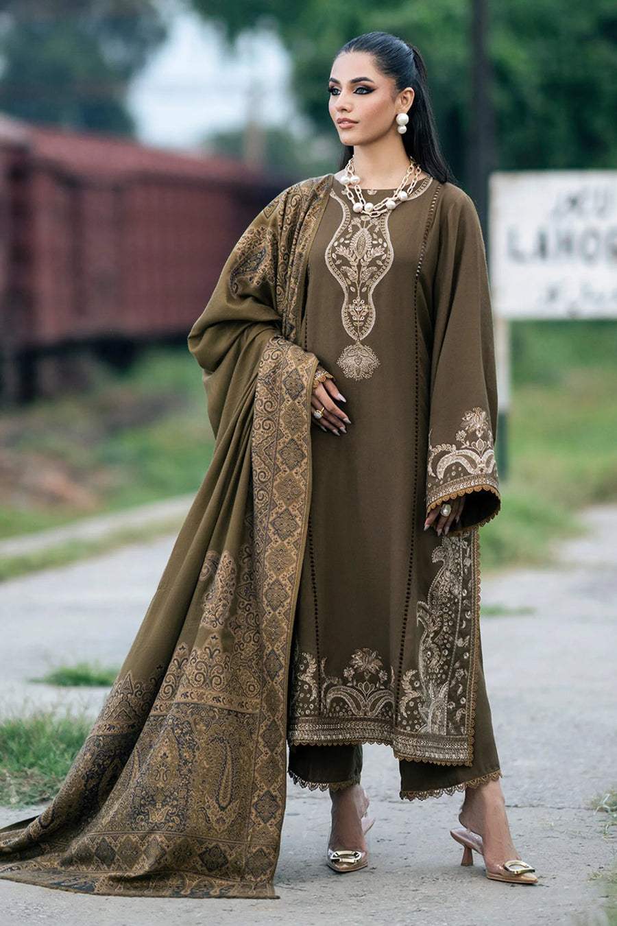 Olive | Emb Unstitched Lawn 3pc