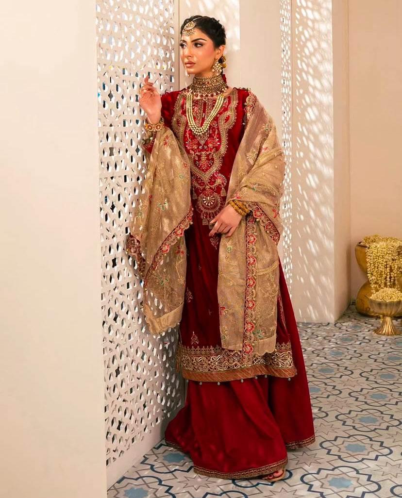 MARIA.B VELVET UNSTICHED EMB 3PC - City Cloth House