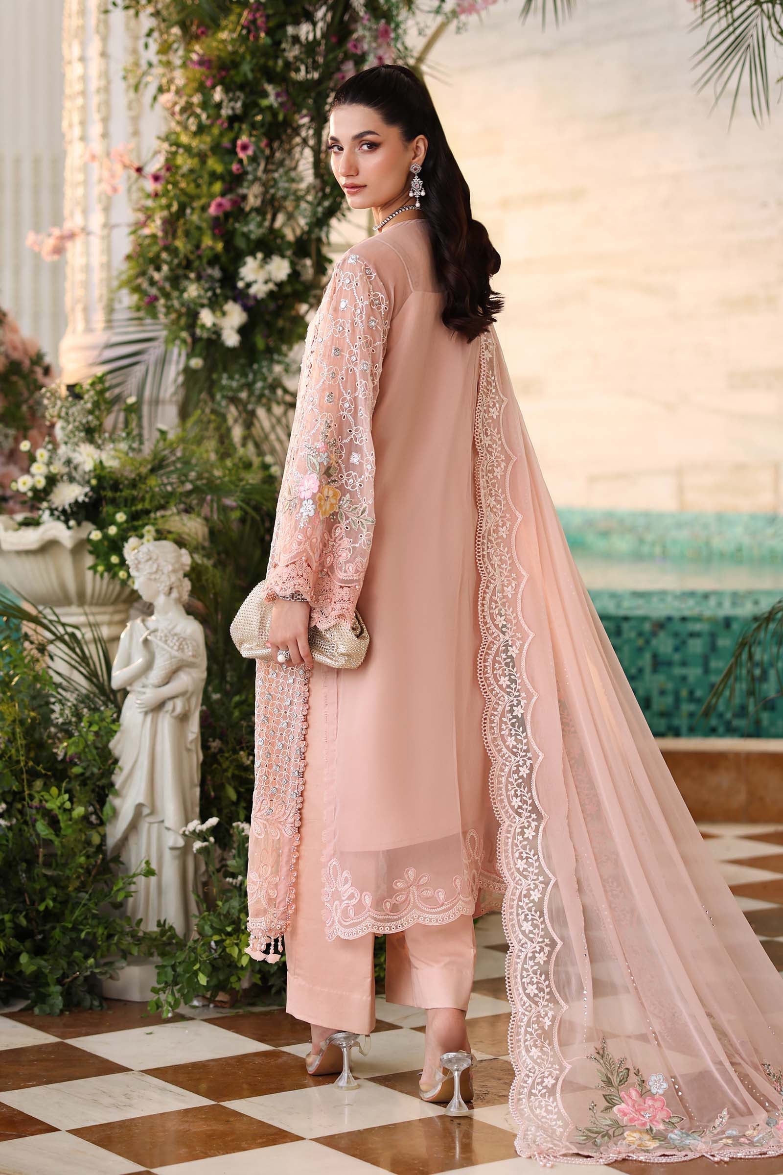 MARIA.B CHIFFON UNSTITCHED EMB D-4 SUIT