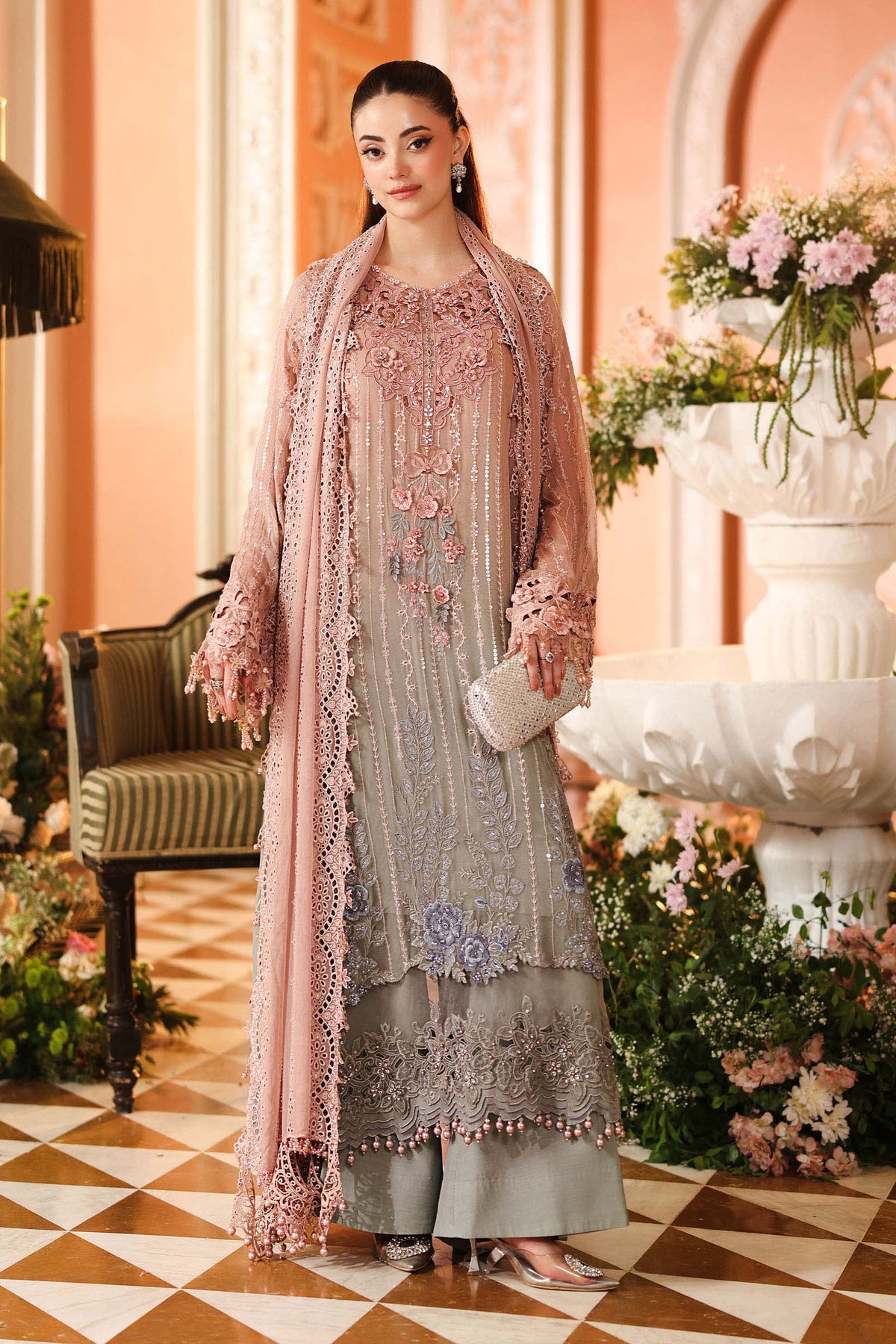 MARIA.B CHIFFON UNSTITCHED EMB D-2 SUIT