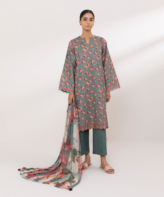 SAPPHIRE KARANDI PRINTED UNSTICHED 3PC