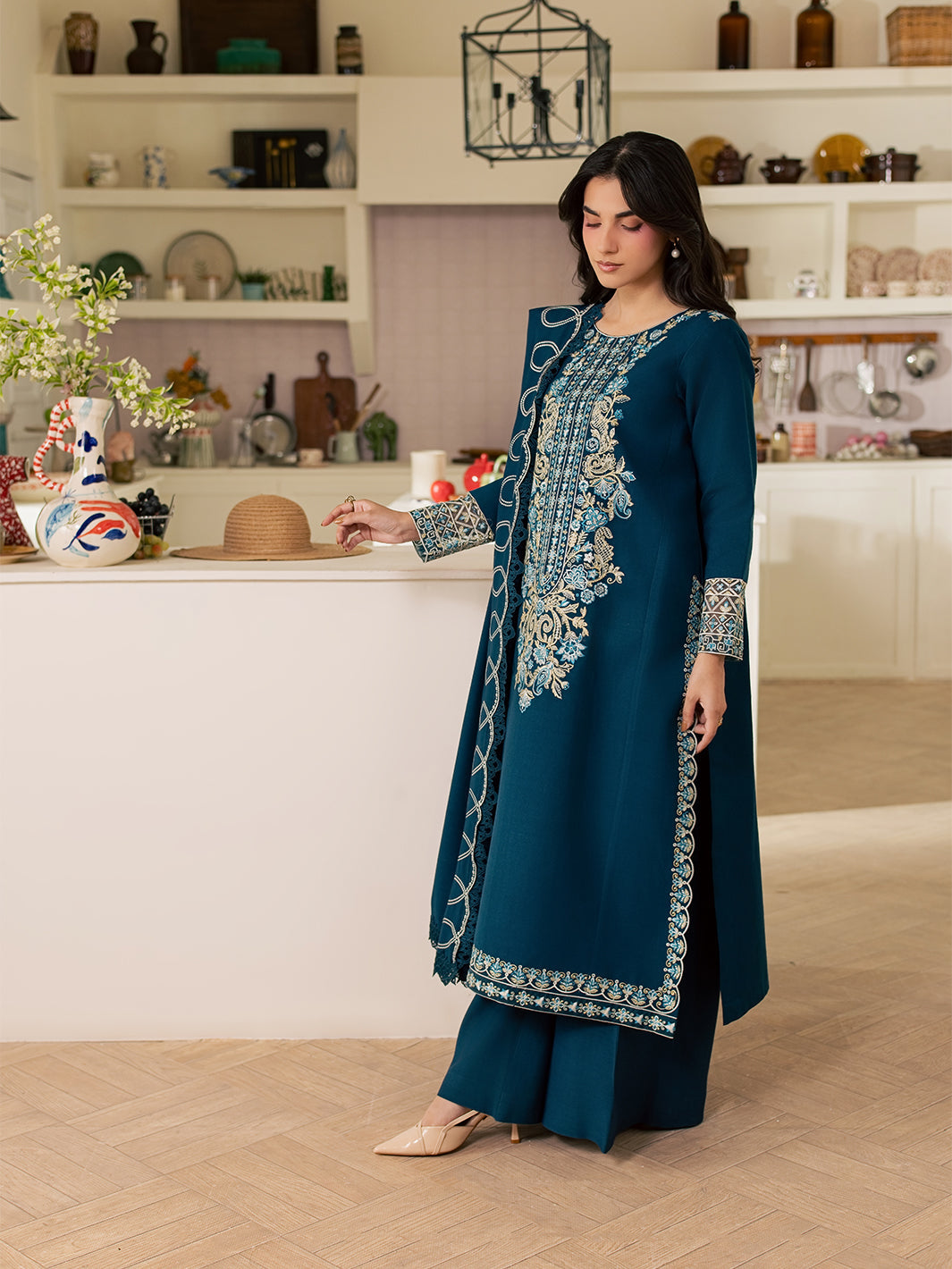 Nazakat | Emb Unstitched Dhanak 3pc