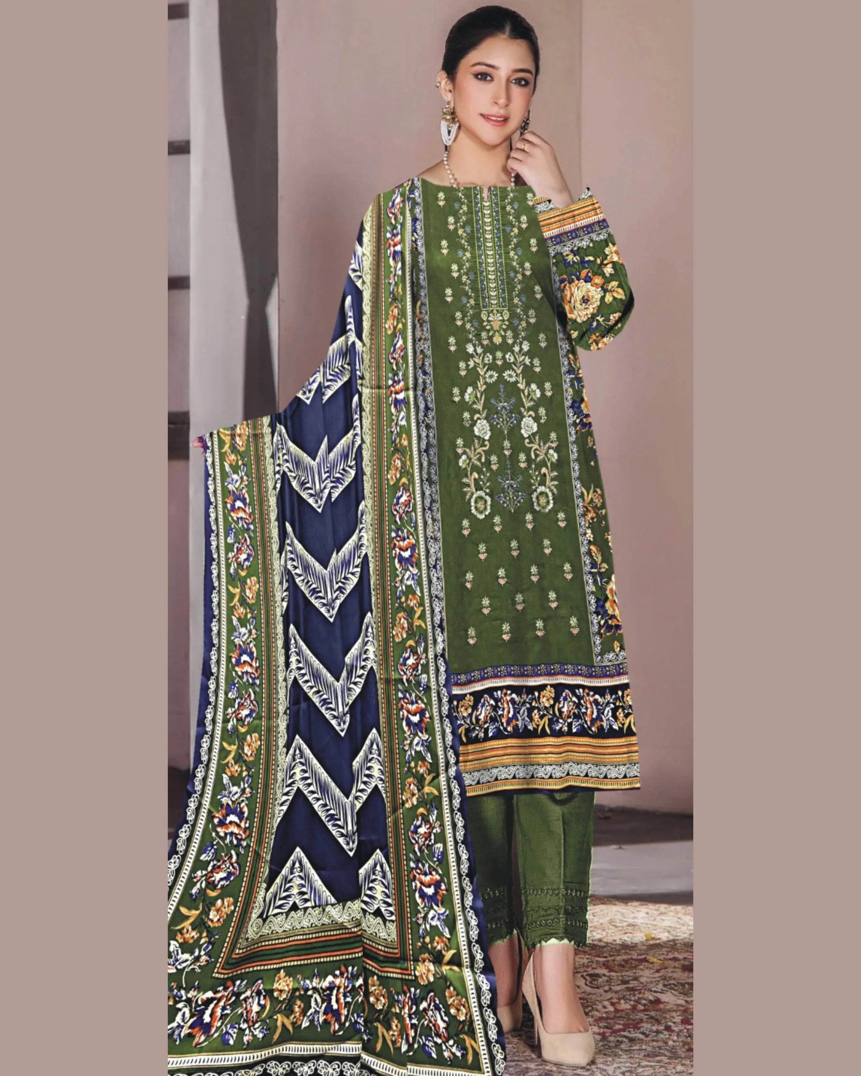 MIRAAL LAWN UNSTITCHED EMB 3PC - City Cloth House