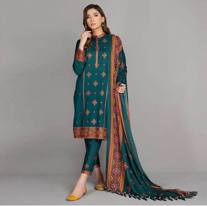 KAYSERIA LINEN UNSTITCHED EMB 3PC - City Cloth House