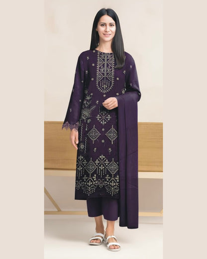 MIRAAL VOL#1 DHANAK UNSTITCHED EMB 3PC