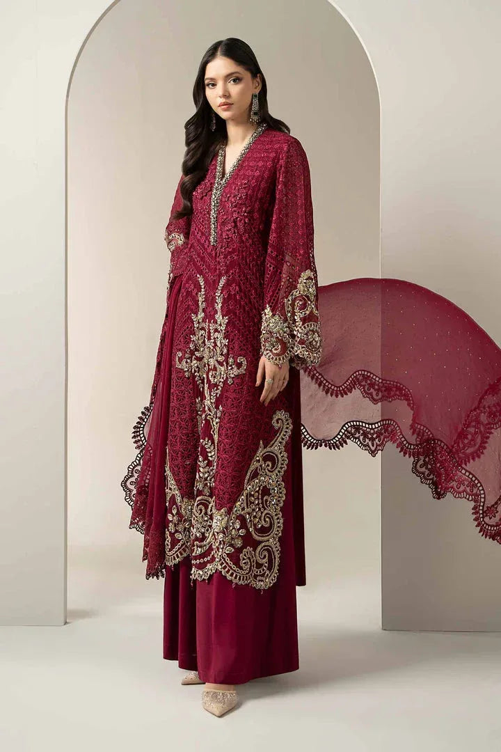 MARIA.B CHIFFON UNSTITCHED EMB SUIT 25-D3 - City Cloth House