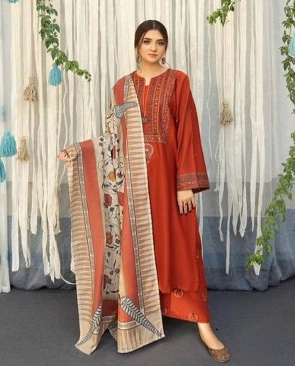 ASLING DHANAK UNSTITCHED EMB 3PC - City Cloth House