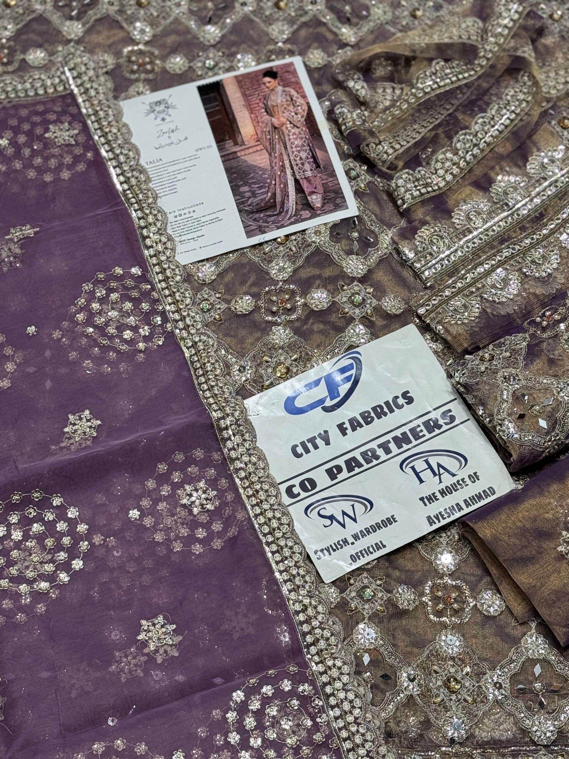 MNR KHAADI NET UNSTITCHED EMB SUIT - City Cloth House