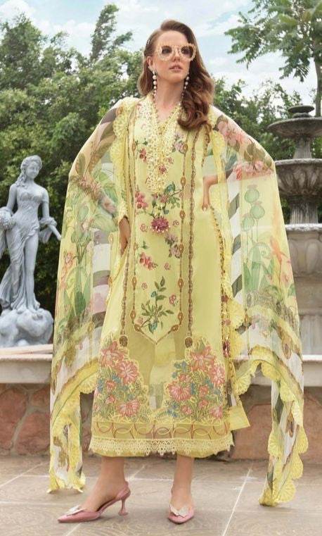 MARIA.B DHANAK UNSTICH EMB 3PC - City Cloth House
