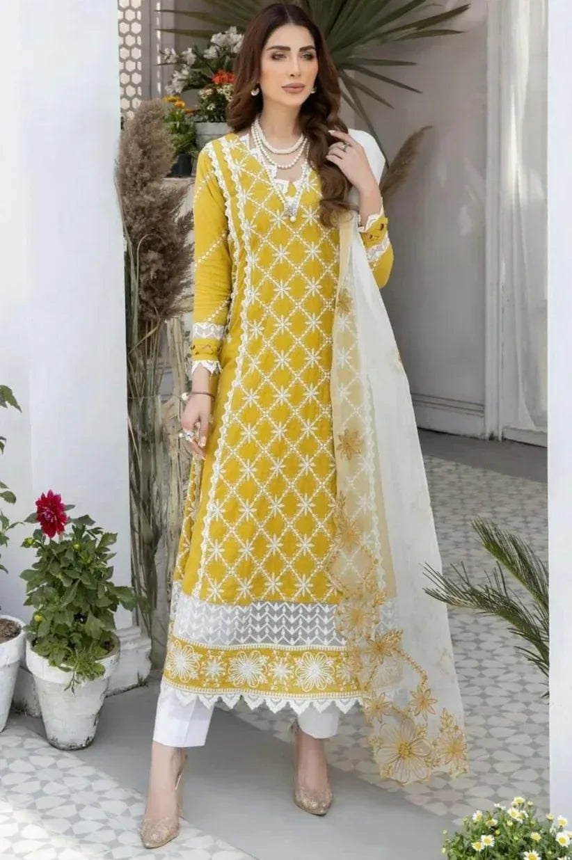 MOHAGNI LAWN LUXURY UNSTITCHED EMB 3PC - City Cloth House