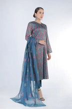 BAREEZA KHAADI NET UNSTITCHED EMB SUIT - City Cloth House