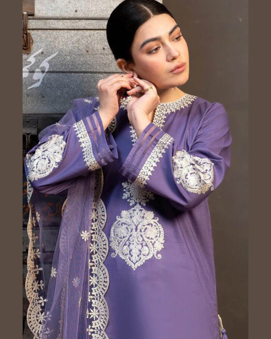 ZARA SHAHJAHAN LAWN UNSTITCHED EMB 3PC - City Cloth House