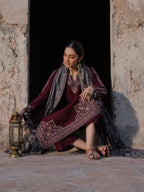 JAZMIN DHANAK LUXURY UNSTITCHED EMB 3PC - City Cloth House