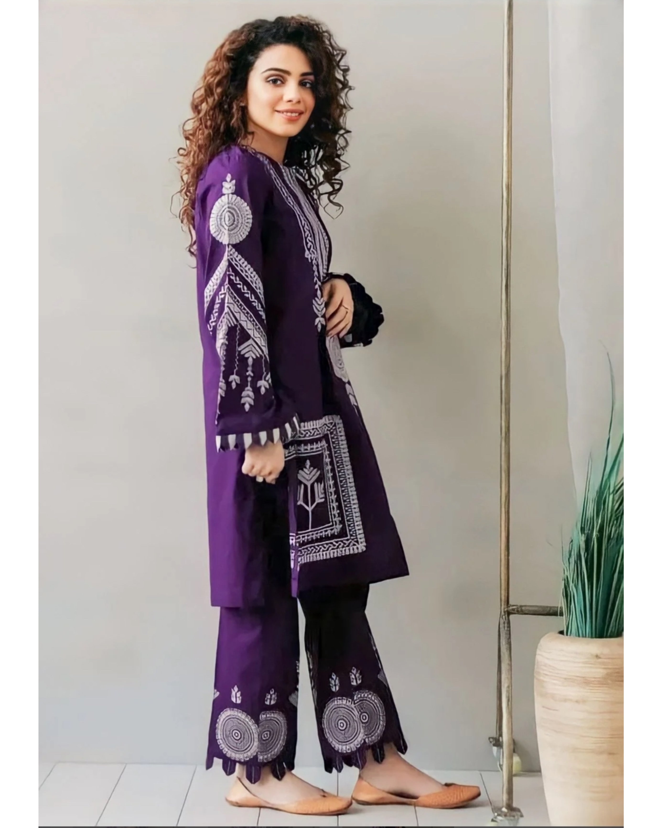 Aks | Emb Unstitched Lawn 2pc