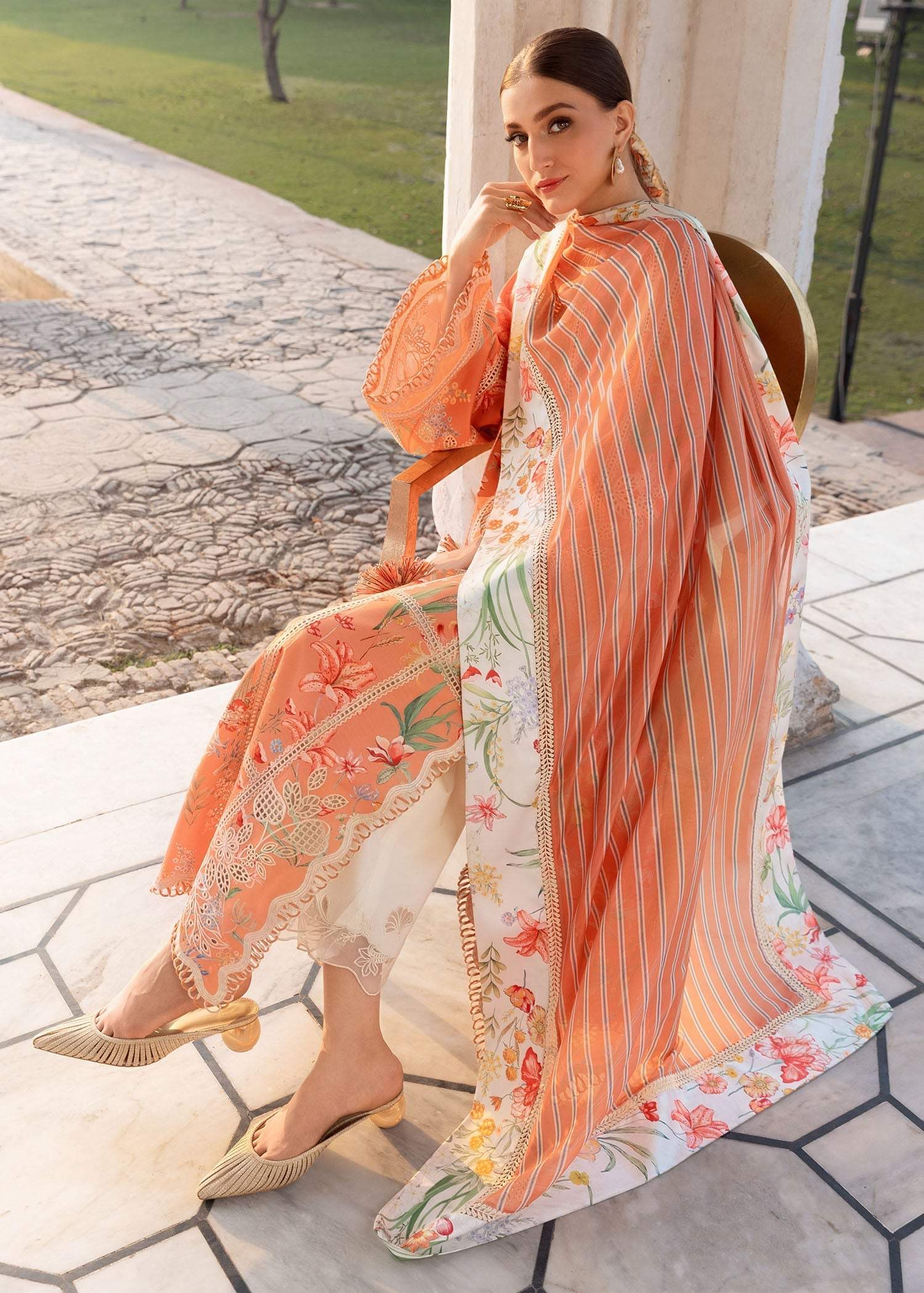 Coral | Emb Unstitched Lawn 3pc