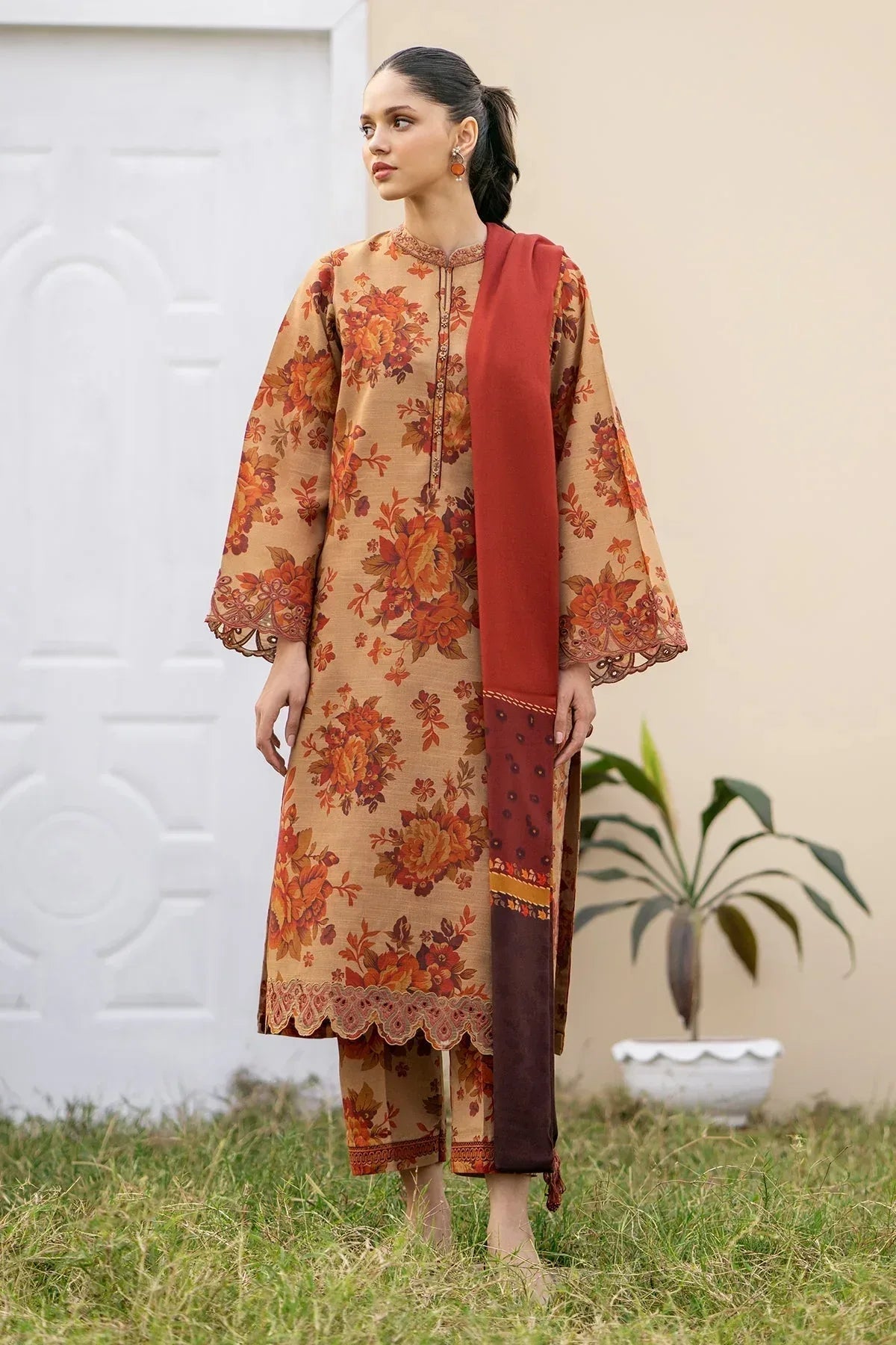 BAROQUE DHANAK PRINTED UNSTICHED 3PC - City Cloth House
