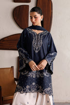 Indigo | Emb Unstitched Silk 3pc