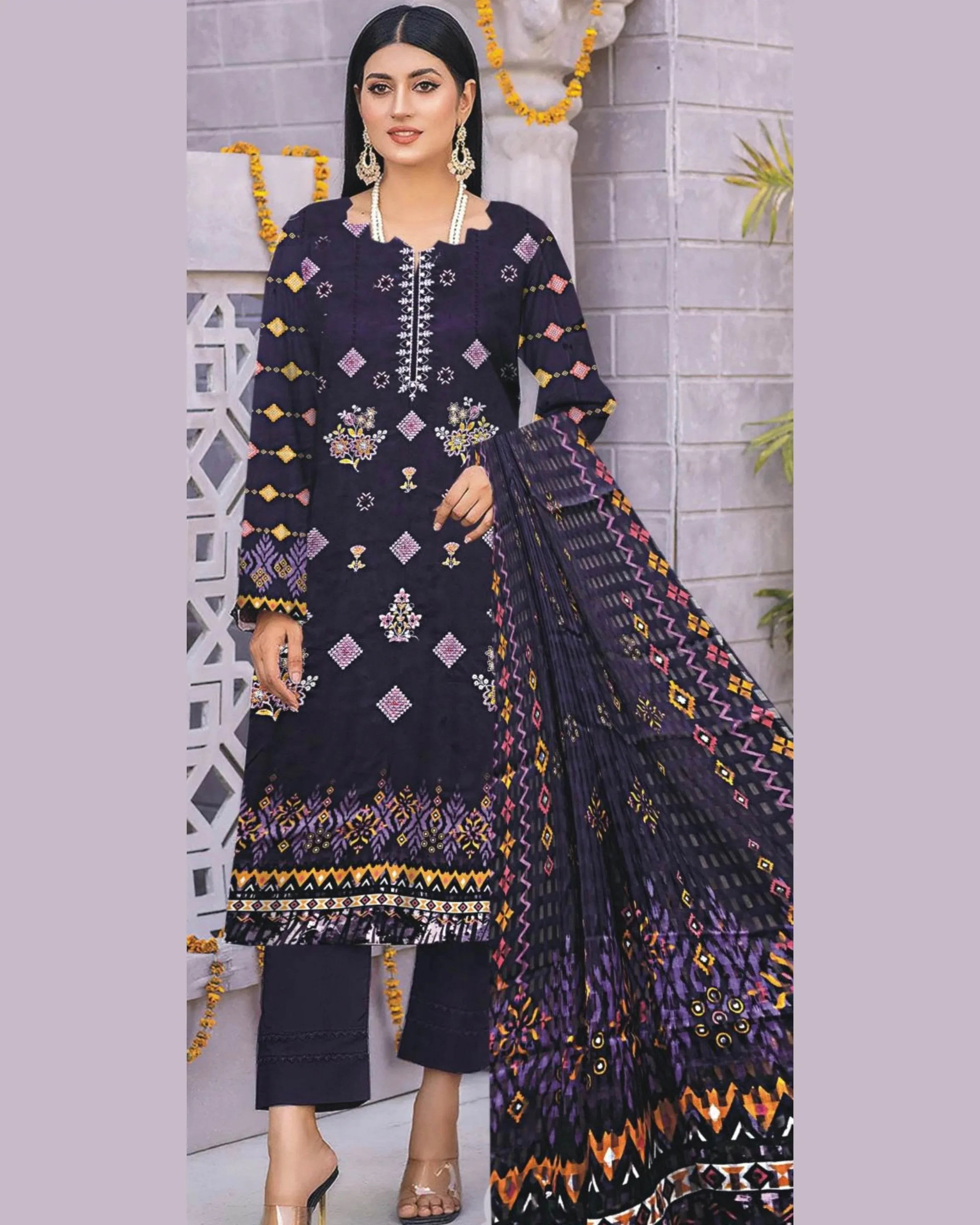 MIRAAL LAWN UNSTITCHED EMB 3PC - City Cloth House
