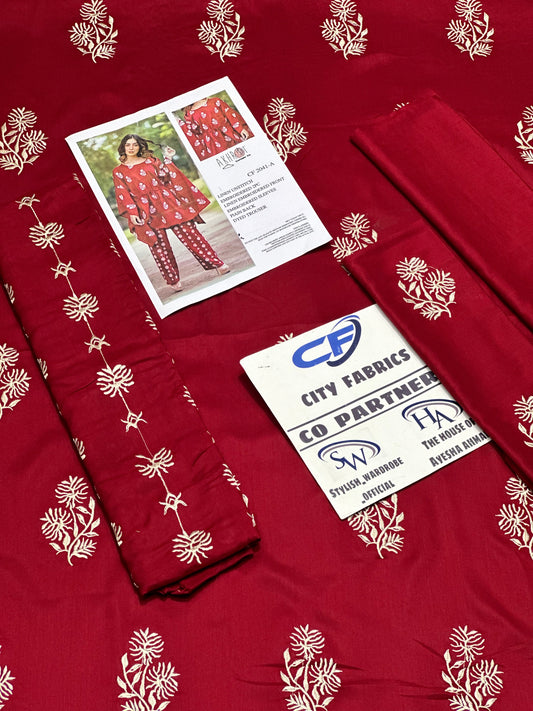 AKHROT LINEN UNSTITCHED EMB 2PC