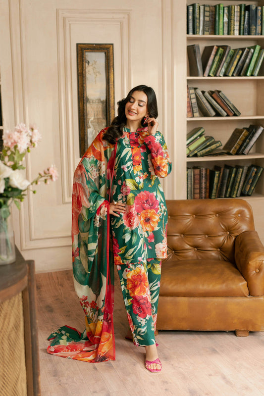 BAROQUE LAWN PRINTED UNSTICH 3PC - City Cloth House