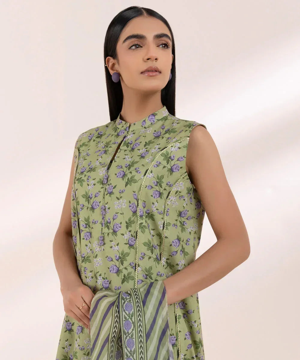 SAPPHIRE KARANDI PRINTED UNSTICHED 3PC - City Cloth House