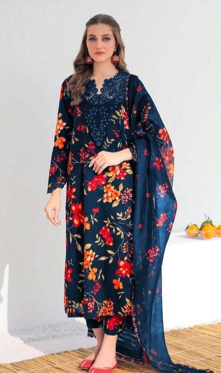 MARIA.B LINEN UNSTICH EMB 3PC - City Cloth House