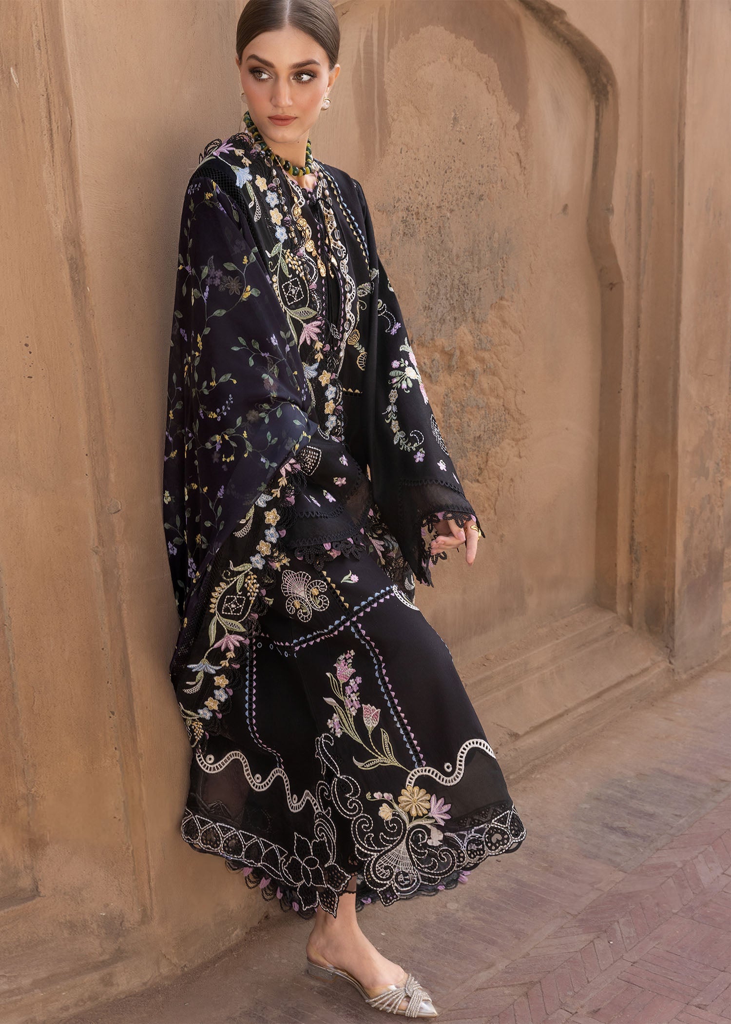 Siah | Emb Unstitched Dhanak 3pc