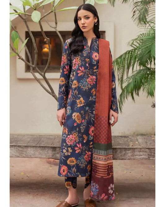 BAROQUE LAWN PRINTED UNSTICH 3PC - City Cloth House